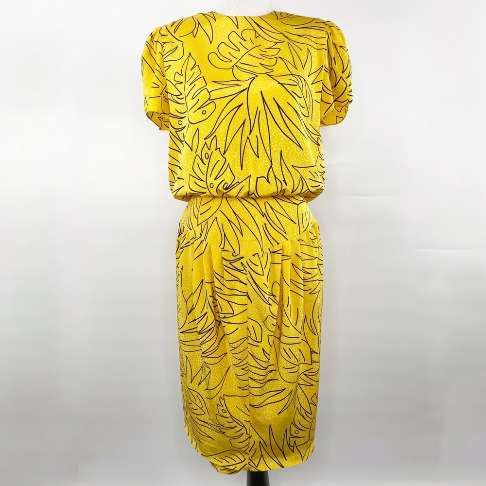 Vtg Liz Claiborne 80s Palm Leaf Dress